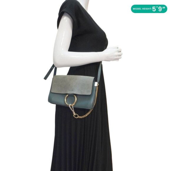 Chloe  Faye Small Suede Shoulder Bag Gray - Picture 2 of 16